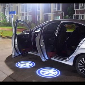 2x cars logo wireless door lights led shadow
